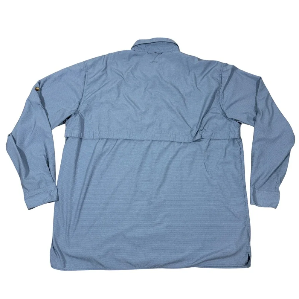 Orvis Mens XL Tall Long Sleeve Button Front Fishing Shirt Blue Nylon Vented - Picture 3 of 11